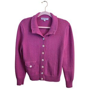 Peter England Nantucket Pink Organic Cotton Polo Collared Cardigan Size M